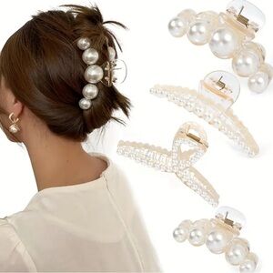 Set Chic Pearl Hair Claw Clips